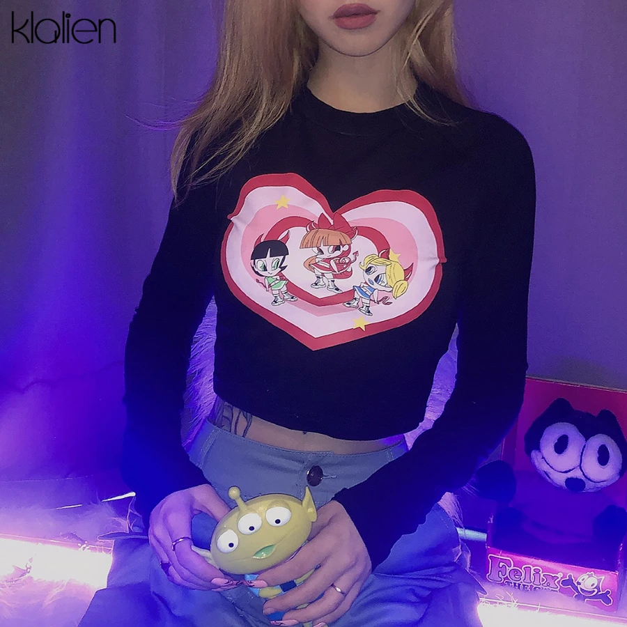 KLALIEN/Розовая хлопковая Футболка с героями мультфильмов женские топы из чистого