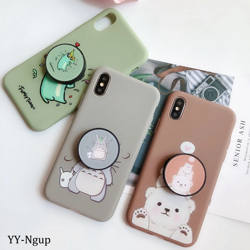 Для iPhone 7 i Phone 8 Plus чехол Kawaii подставка держатель Единорог силиконовый чехол для iPhone X XR XS Max 5 5S SE 6 6S 7 Plus чехол для женщин