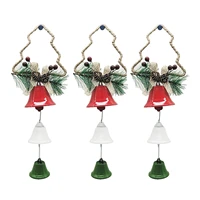 3pcs christmas jingle bells pendant christmas tree ornaments with 3 bells for home wall door wreath decoration