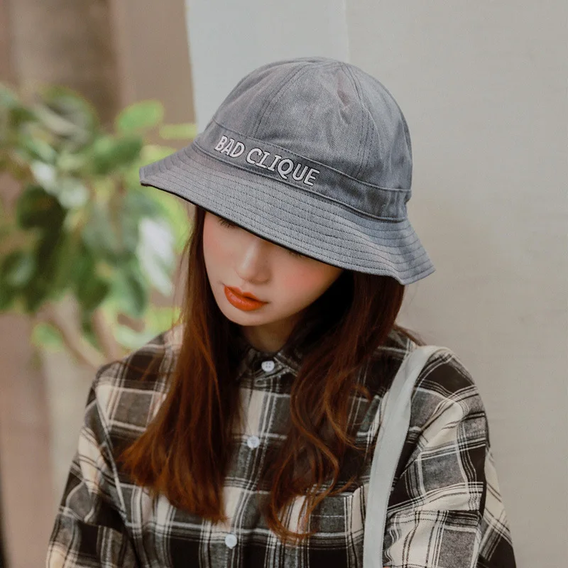 Харадзюку маленькая эава буквенная панамка с вышивкой Женская однотонная