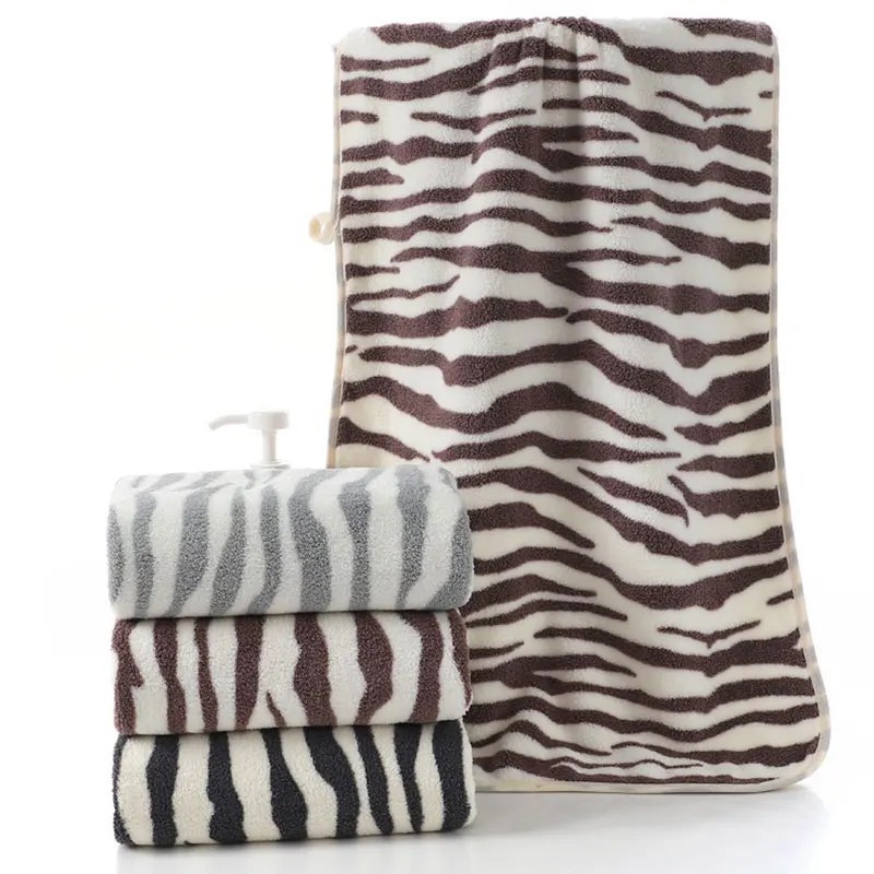 

Microfiber Towel Dry Hair Towel Super Absorbent Face Hand Towels Coral Velvet Towel Zebra Pattern Bath Towel 35*75 70*140cm