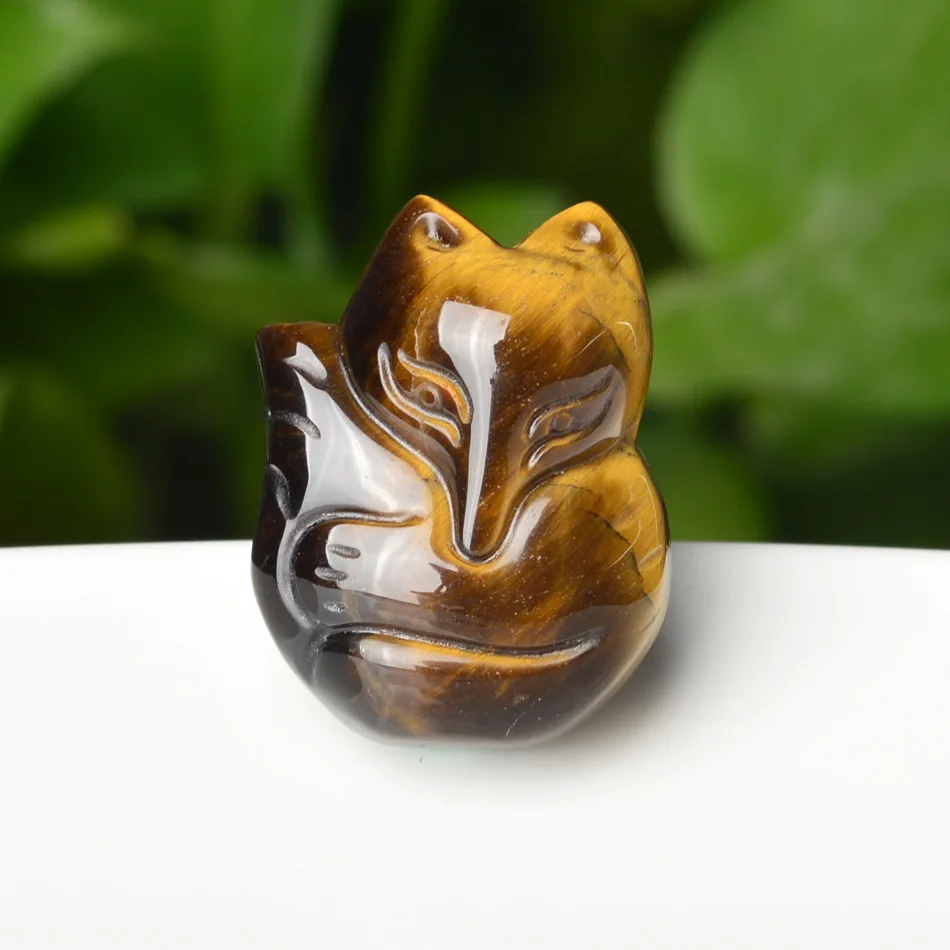 Natural Tigereye Stone Jade Fox Pendant Necklace Charm Jewellery Fashion Accessories Hand-Carved Man Woman Luck Amulet Gifts | Украшения и