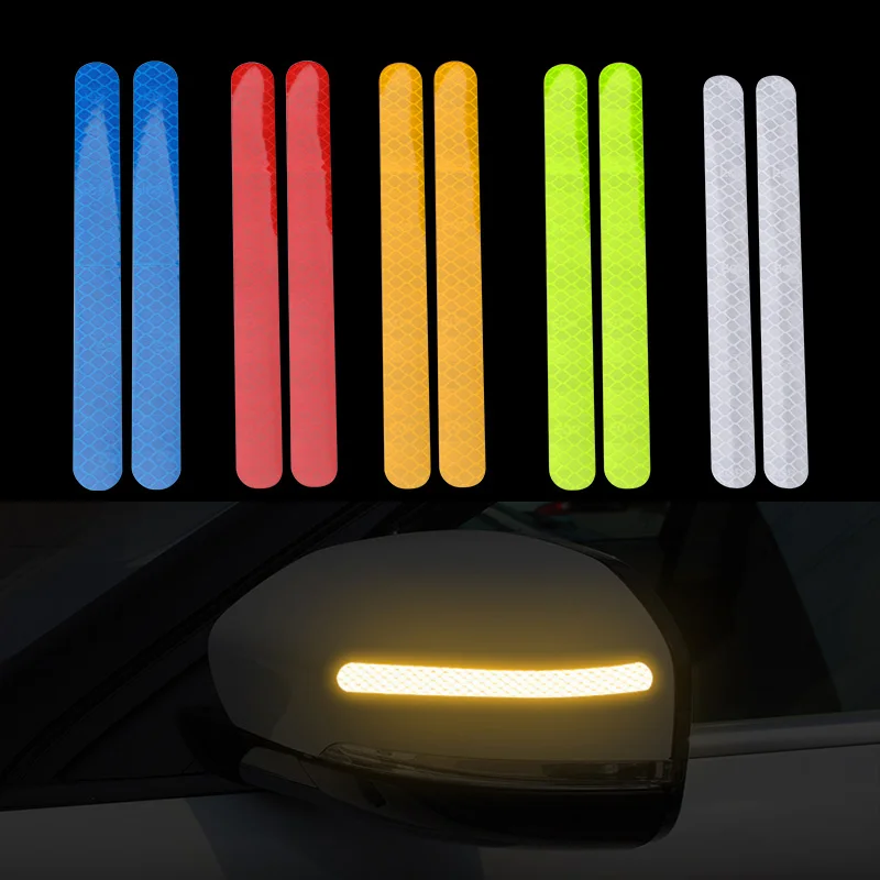 

2Pcs Reflectante Car Stickers Reflector Rearview Mirror Reflective Tape Car Accessories Exterior Reflex Tape Reflective Strip