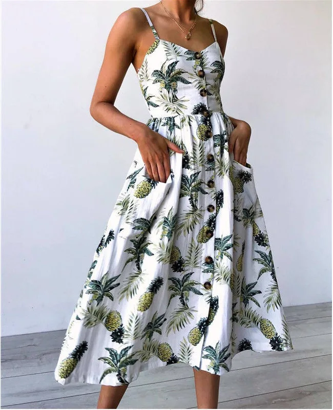 Сарафан женский винтажный в горошек на пуговицах с открытой спиной | Женская