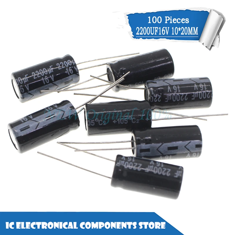 Новый Оригинальный радиальный электролитический конденсатор 2200 мкФ 16V 2200UF16V 105C