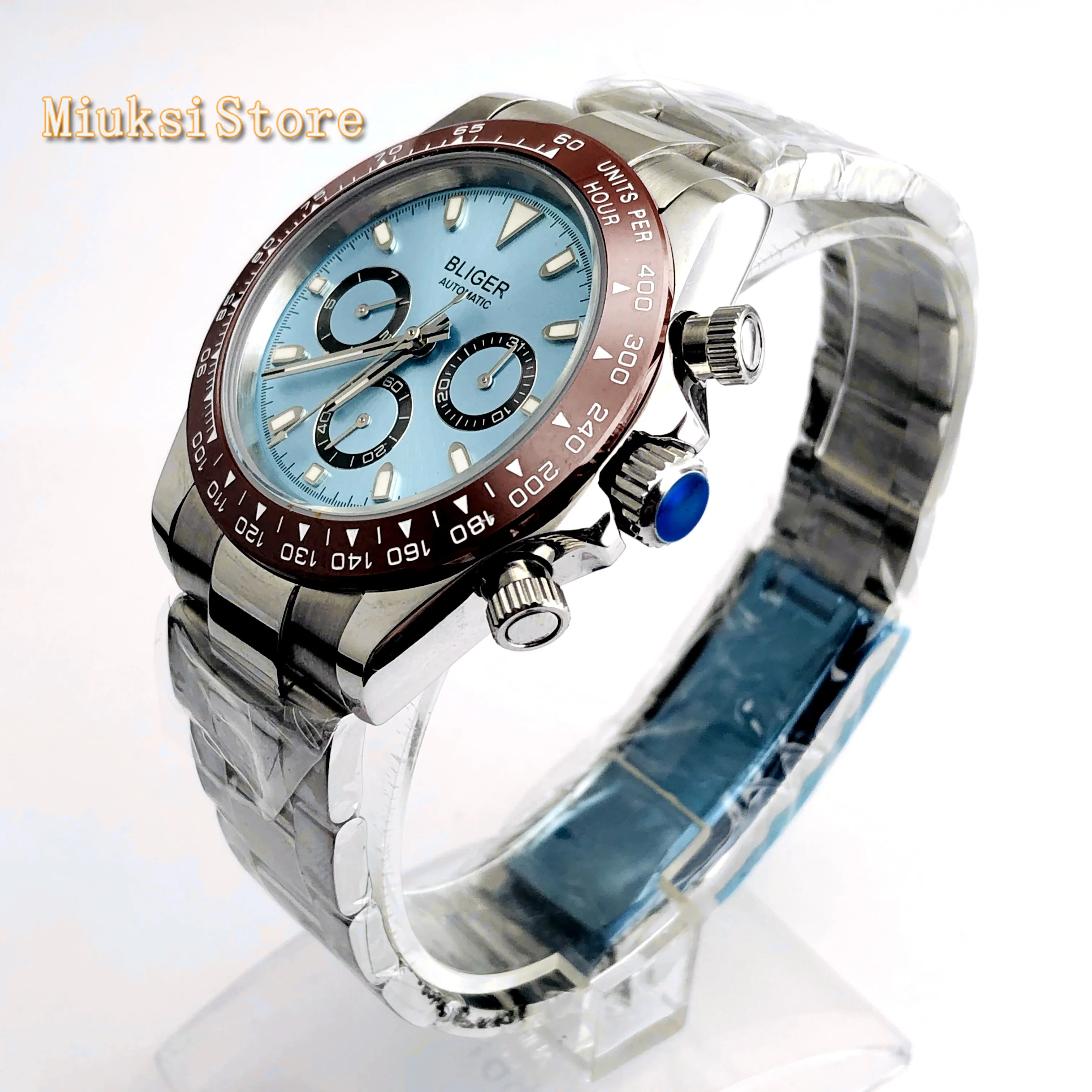 Bliger 39 мм Мужские Топ механические Спортивные часы с сапфировым стеклом