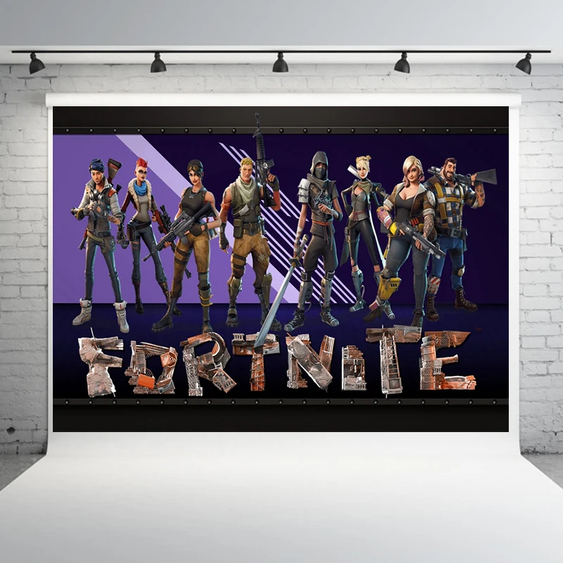 

New Multi-size Fortnite Backdrops Curtain Photobooth Backdrop Cloth Children's Birthday Party Wall Decorations Backdrop Stand