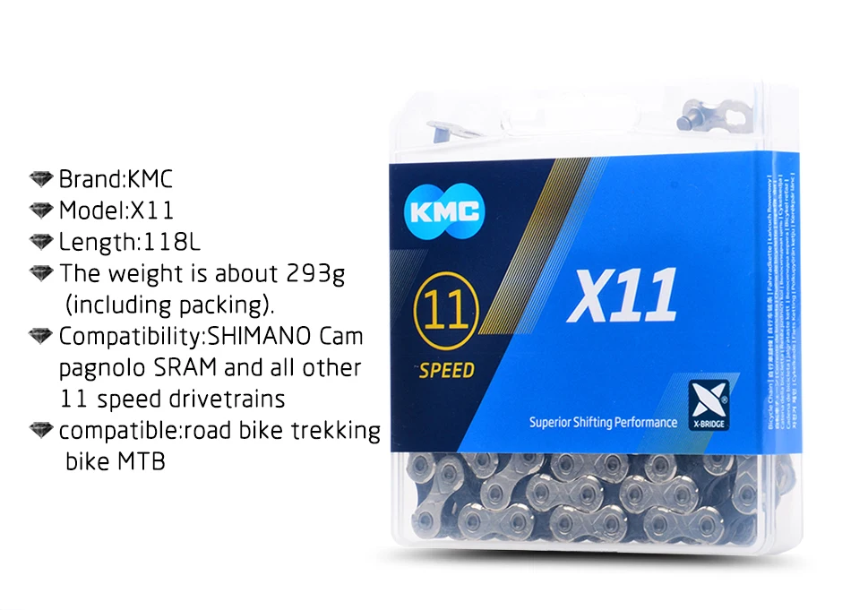 Цепь kmc X8 X9 X10 X11 цепь велосипеда MTB 116L 118L 126L ссылки Аксессуары для велосипеда 8S 9S 10S 11 цепь kmc для roadbike