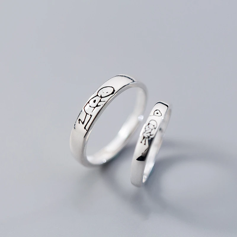 Кольцо из серебра 100% пробы для мужчин и женщин с мультяшными куклами|Кольца| |