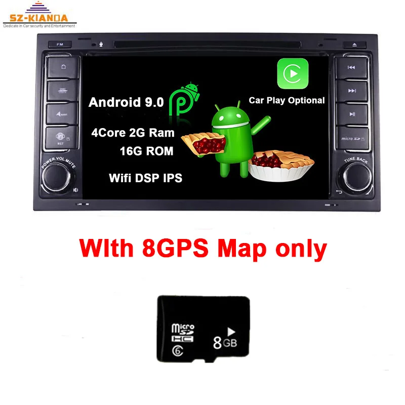 4Core 2G Ram 16G Rom " HD ips Android 9,0 автомобильный gps-навигатор для Volkswagen Touareg T5 Transporter Multivan wifi 3g bluetooth Радио стерео Мультимедиа - Цвет: 4Core 2G Ram 16G Rom