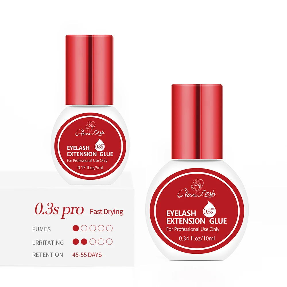 

GLAMLASH Eyelash Glue for Professional Lash Extensions Extra Strong Lash Glue 0.3-2 Sec Dry Time 5-10 Weeks Bonding