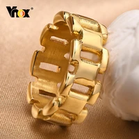 vnox women rings gold color stainless steel chain shaped wedding band punk rock chic minimalist girls finger jewelry