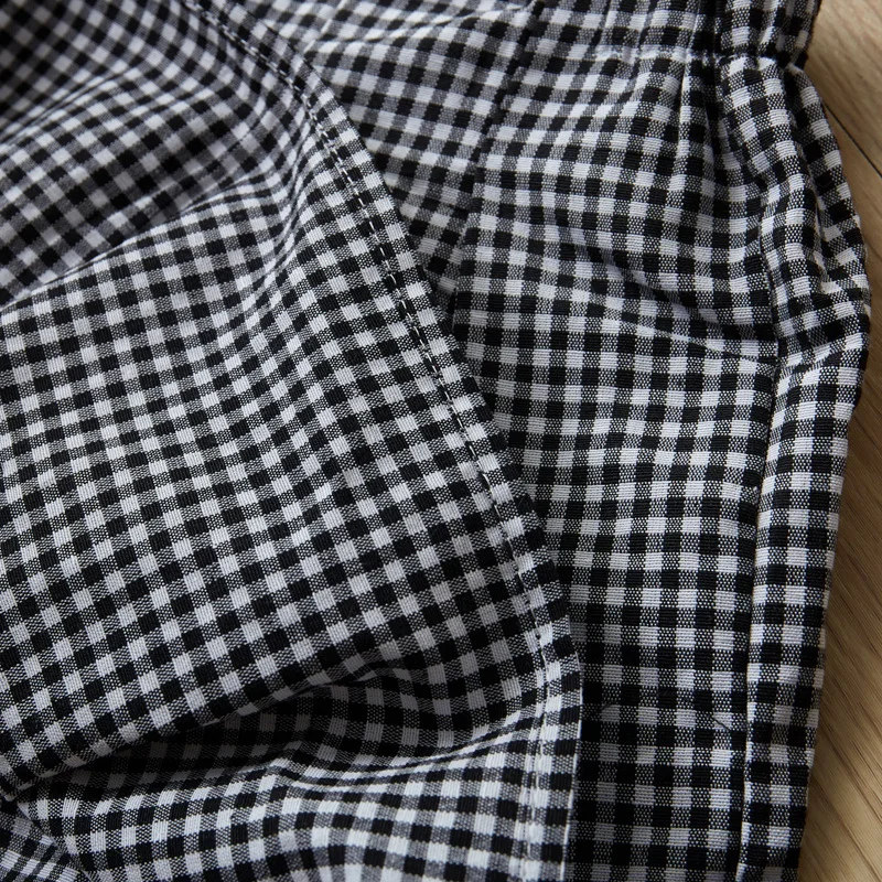 

Spring New Fashhion Kids Girl's Personalized Lace Long Sleeve Shirt + plaid Skirt