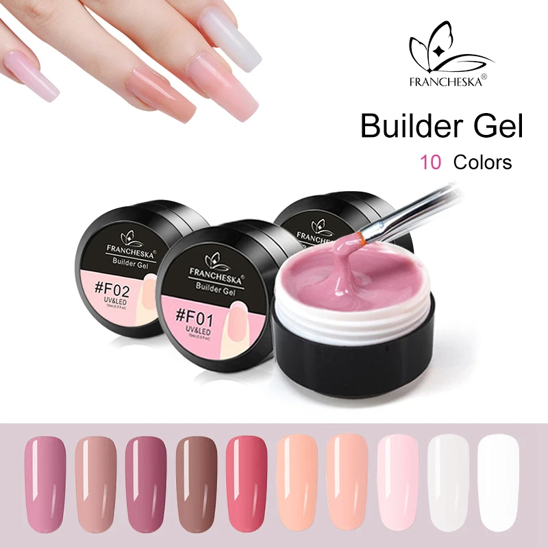 Francheska 2 Pcs Camouflage Gel Builder Quickly Uv Soak Off Nail Extension Jelly Poly 10 Colors Clear Pink White | Красота и здоровье