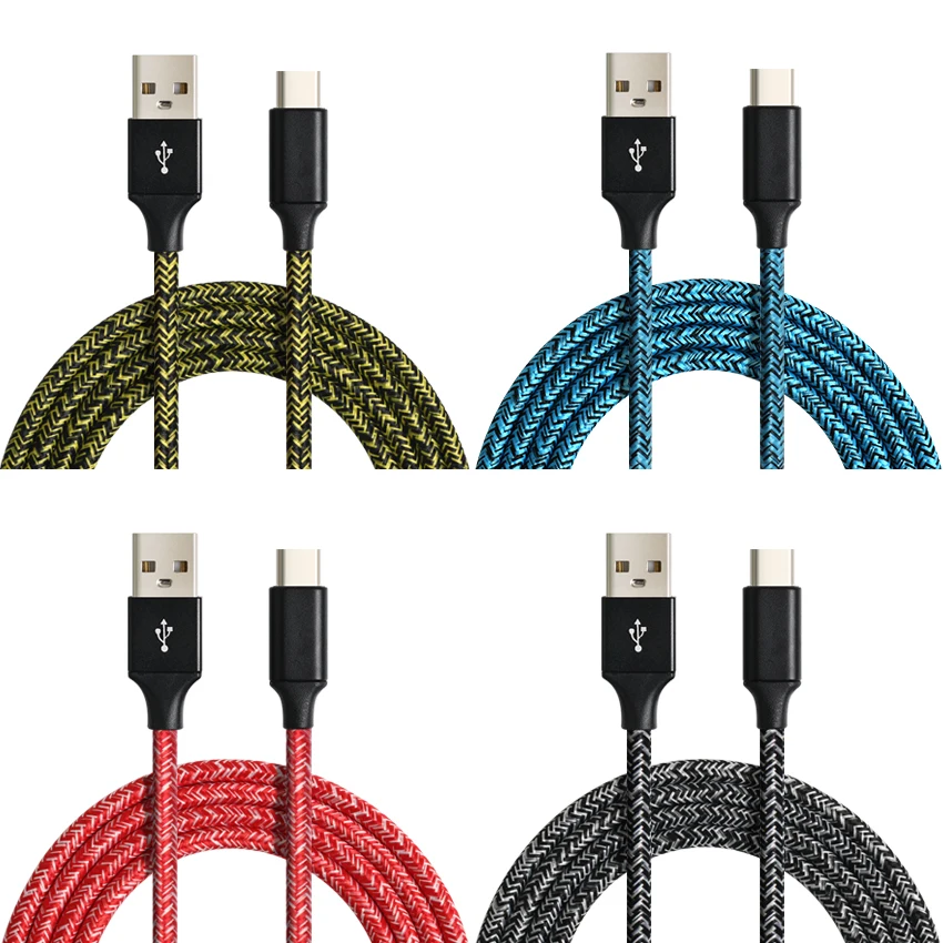 

30pcs/lot Colorful New 1M 2M 3M Fabric Nylon Braided Micro USB Cable for Samsung iphone new IOS/lighting Charging Cable