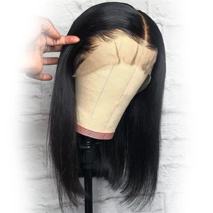 CCollege Bob 13x4 кружевные передние парики для черных женщин бразильские Прямые Человеческие волосы Remy короткие кружевные застежки боб парики с детскими волосами