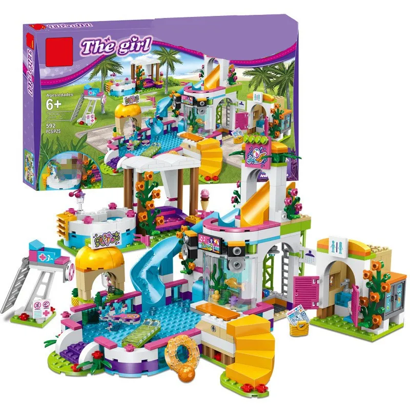 Fit City Friends Princess Dollhouse летний бассейн &quotHeartlake&quot Модель строительных блоков набор
