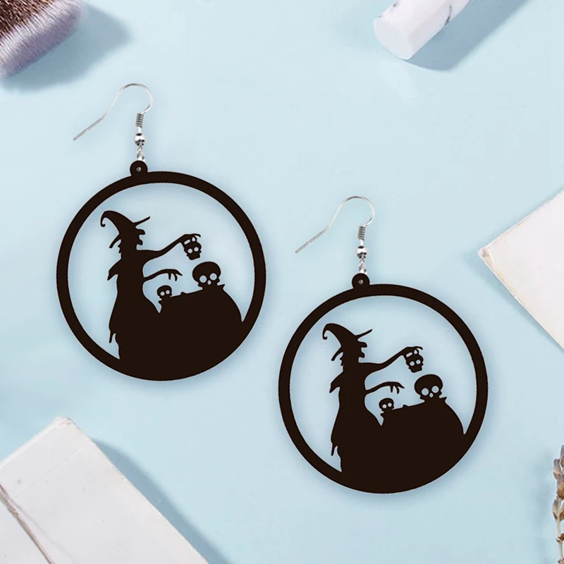 Акриловые Хэллоуин серьги большой круглый круг полые паутина подвески в форме