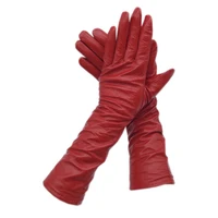 leather gloves 2020 new red sheepskin ladies leather arm sleeve long fashion winter gloves warm free shipping and comfortable sh