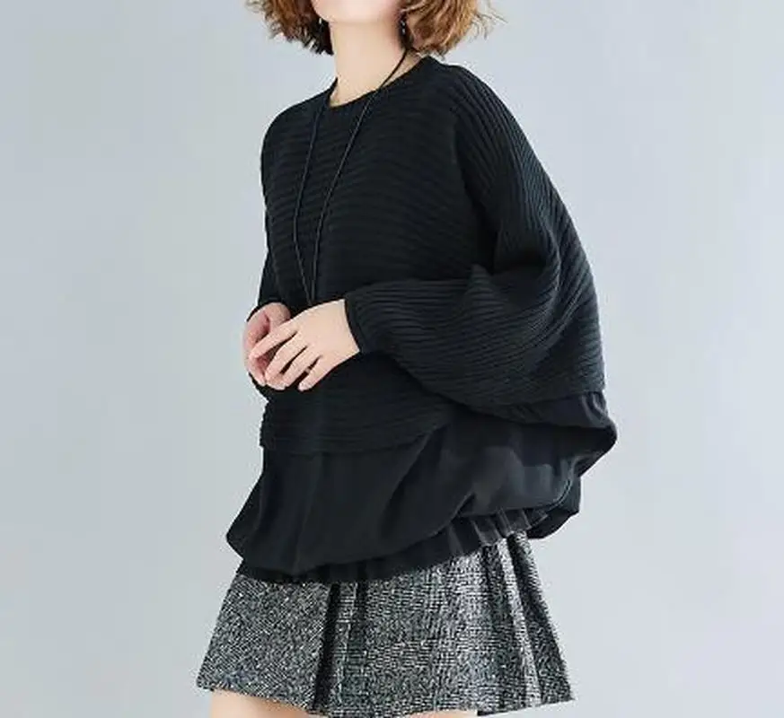 

Женский вязаный пуловер с рукавами «летучая мышь», Свободный Повседневный пуловер с рукавами «летучая мышь», сезон осень-зима 2021