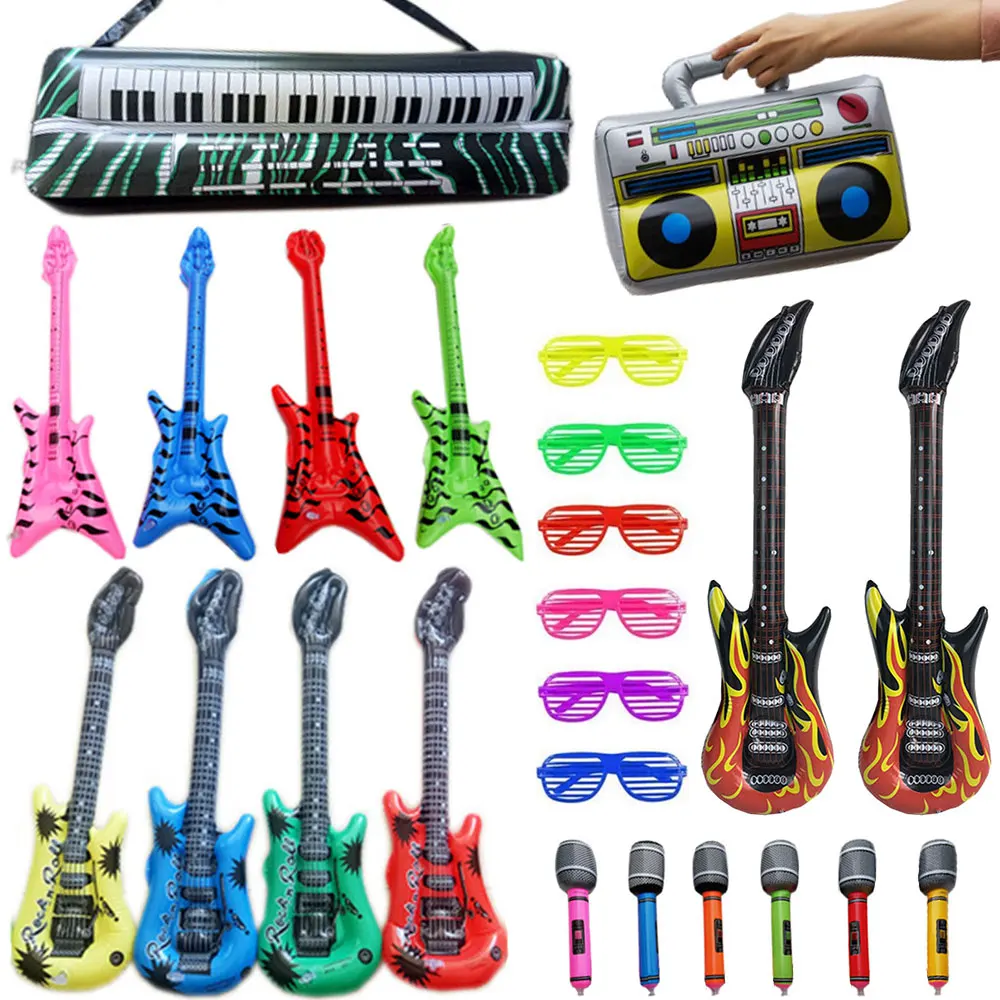 24 шт./компл. надувная игрушка в стиле рок-н-ролл Музыка вечерние украшения Гитары