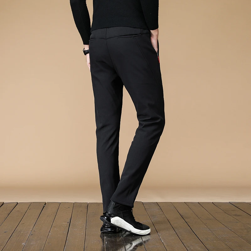 

Plus Size Straight Full Length Trousers Men Casual Pants Men Sportswear Classic Pants Male Tracksuit Pants with Zipper Pockets