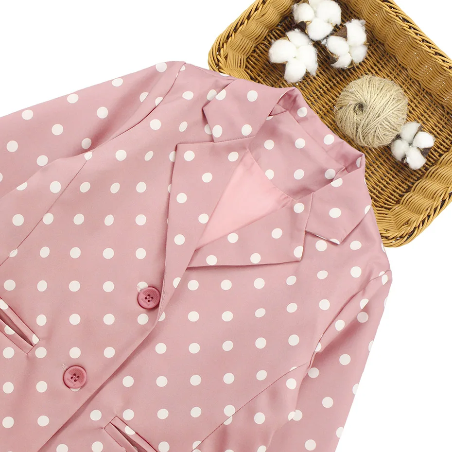 Детская одежда куртка в горошек и штаны наряды для девочек модные вечерние