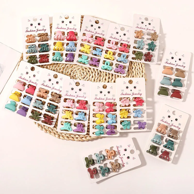 

6PSC New Women Girls Vintage Elegant Candy Color Small Acrylic Hair Claws Geometric Hair Clips Headband Fashion Hair Accessories