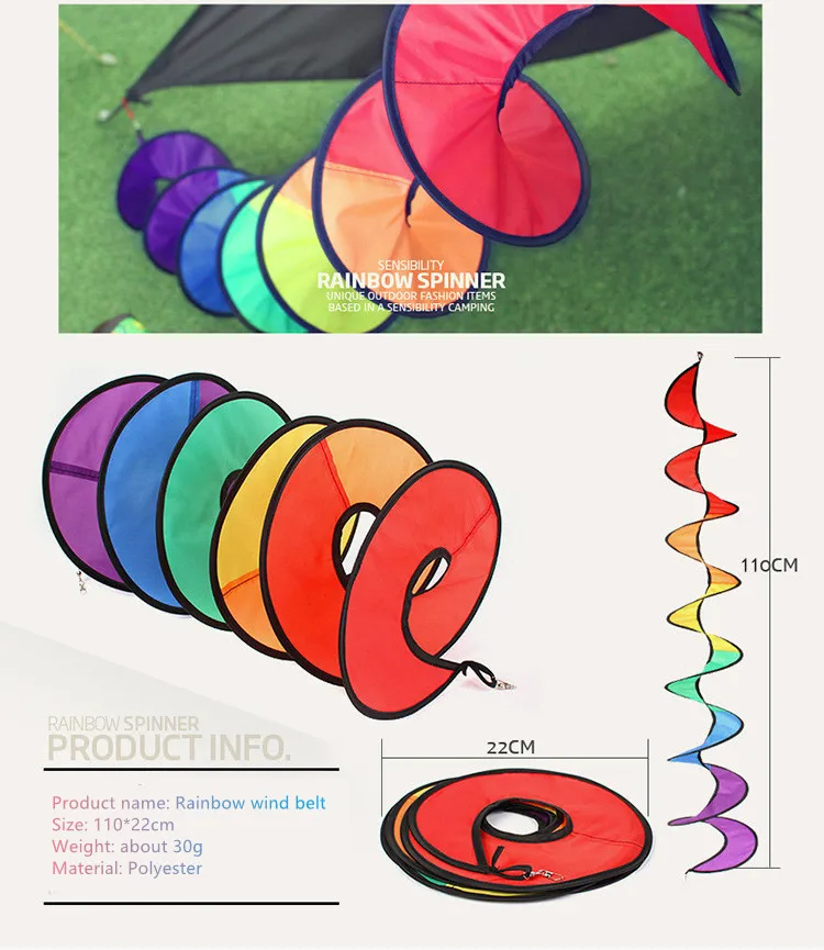 Цветная Спиральная Ветряная мельница нейлоновый Радужный Спиннер для палаток