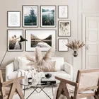 Осенняя картина восход и закат, пейзаж, холст, скандинавский лес, природный пейзаж, плакат, печать, скандинавский искусство, Настенная картина, Декор