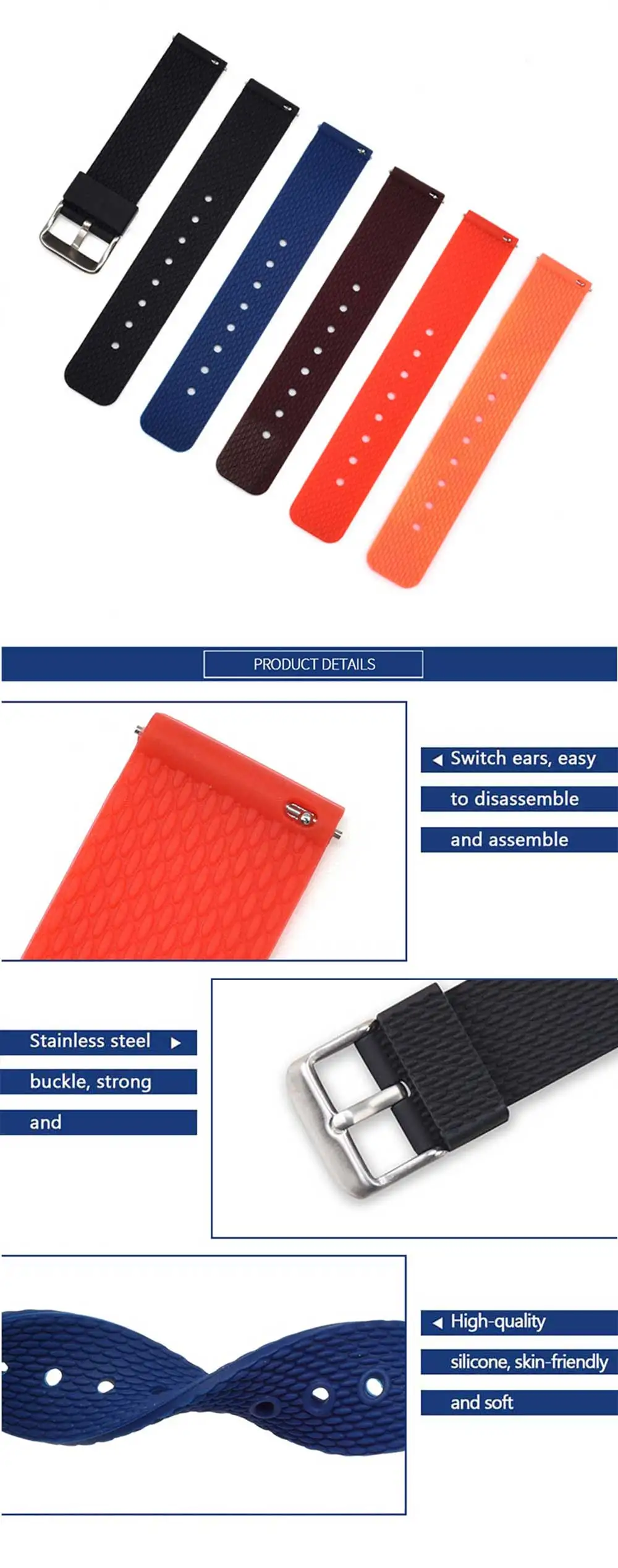 

18/20/22/24mm Silicone Strap for Samsung S3 Smart Watch Replaceable Accessories Watchband for Huami Amazfit Braceletband