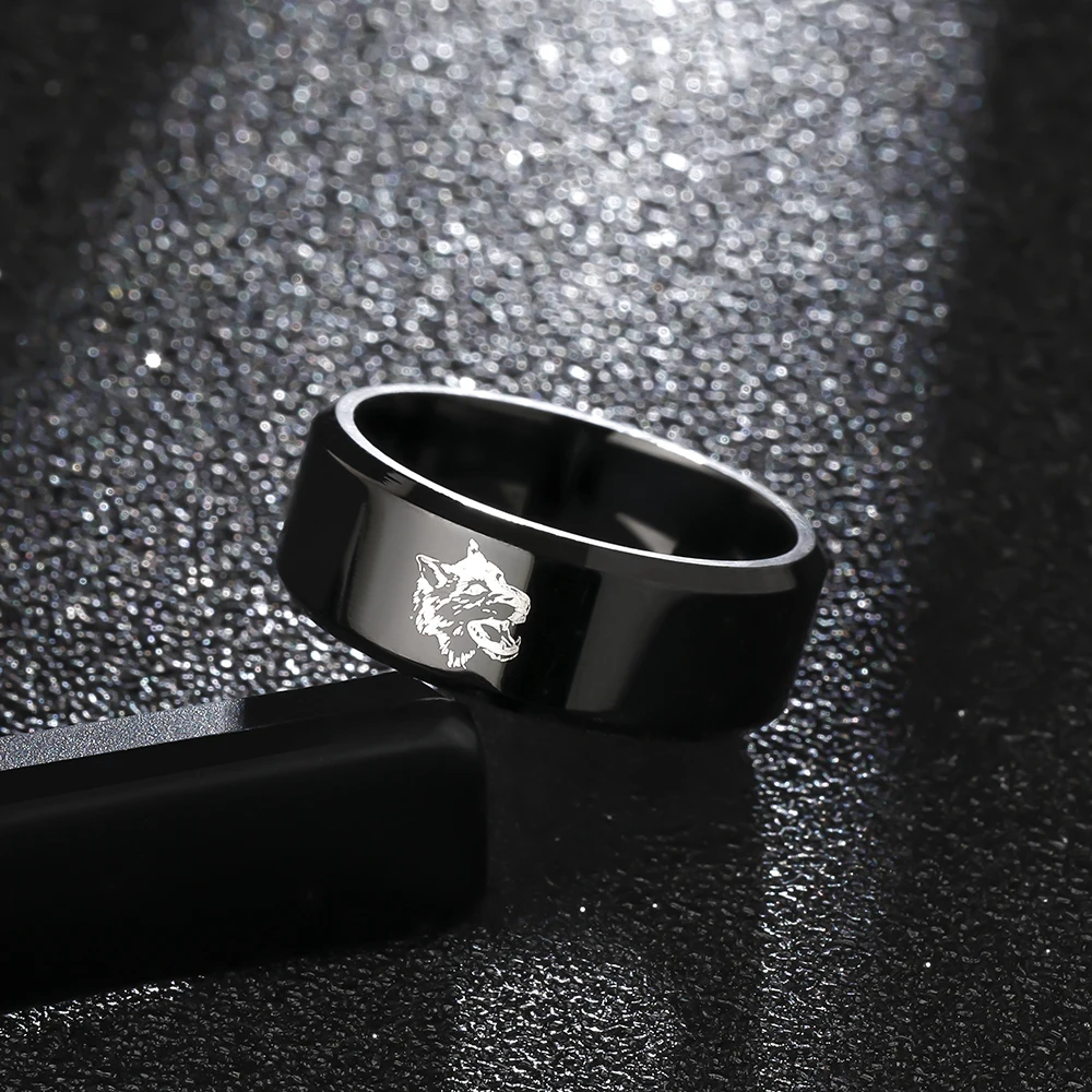 Титановое кольцо MOREDEAR 8 мм для мужчин и женщин с волком amd | Украшения аксессуары