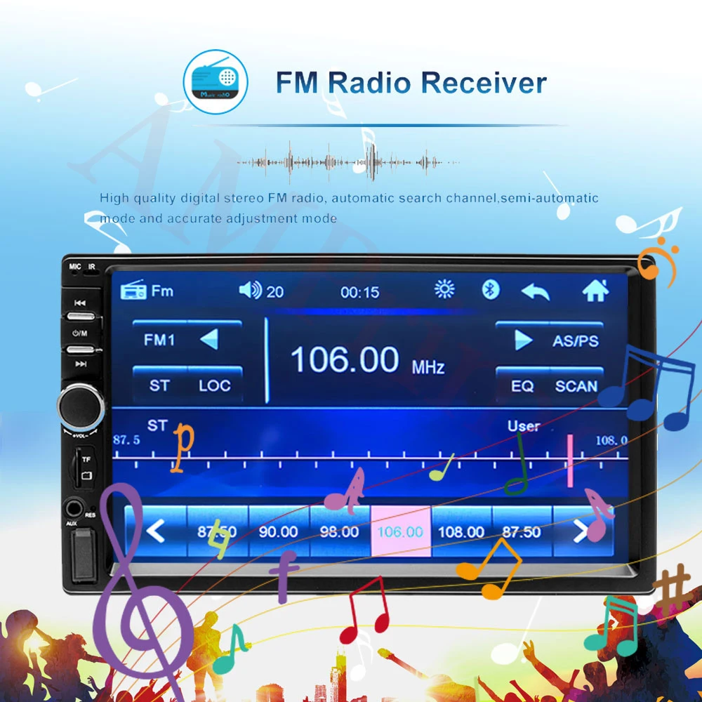 AMPrime 2 Din автомагнитола в тире 2din " Авторадио USB AUX FM мультимедийный плеер Поддержка Зеркало Ссылка камера HD аудио стерео 7018B