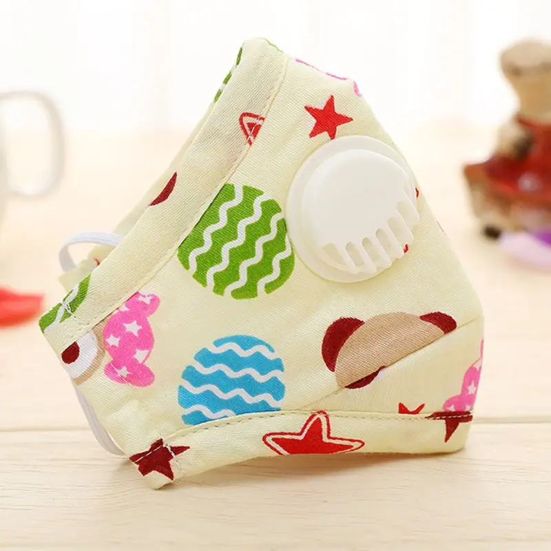 Winter Children Kids Dustproof Washable Cotton N95 Mouth Mask Cartoon Car Strawberry Printed Adjustable Respirator With Breath