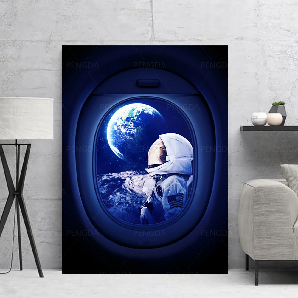 Холст HD Печать эстетический плакат астронавт домашний декор лунный свет Картина
