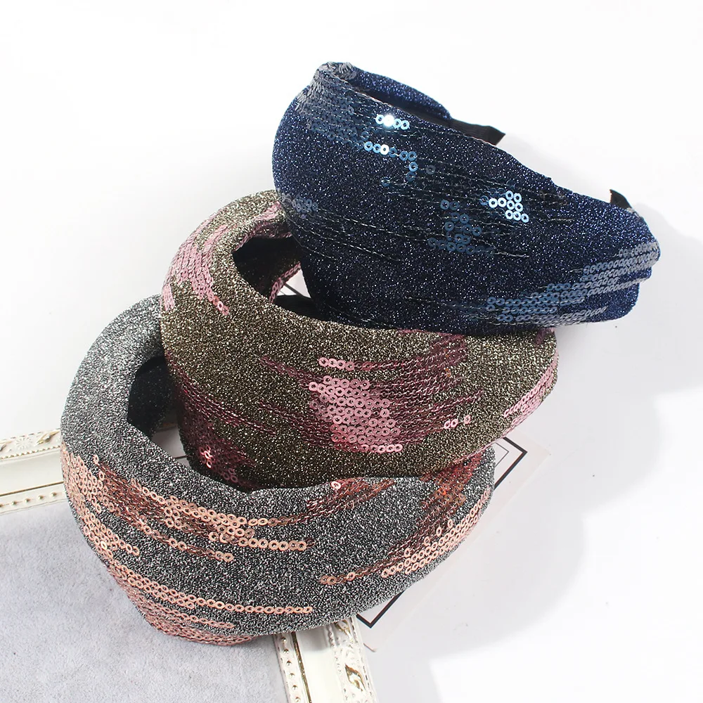 Супер широкий обруч для волос с блестками женщин| |