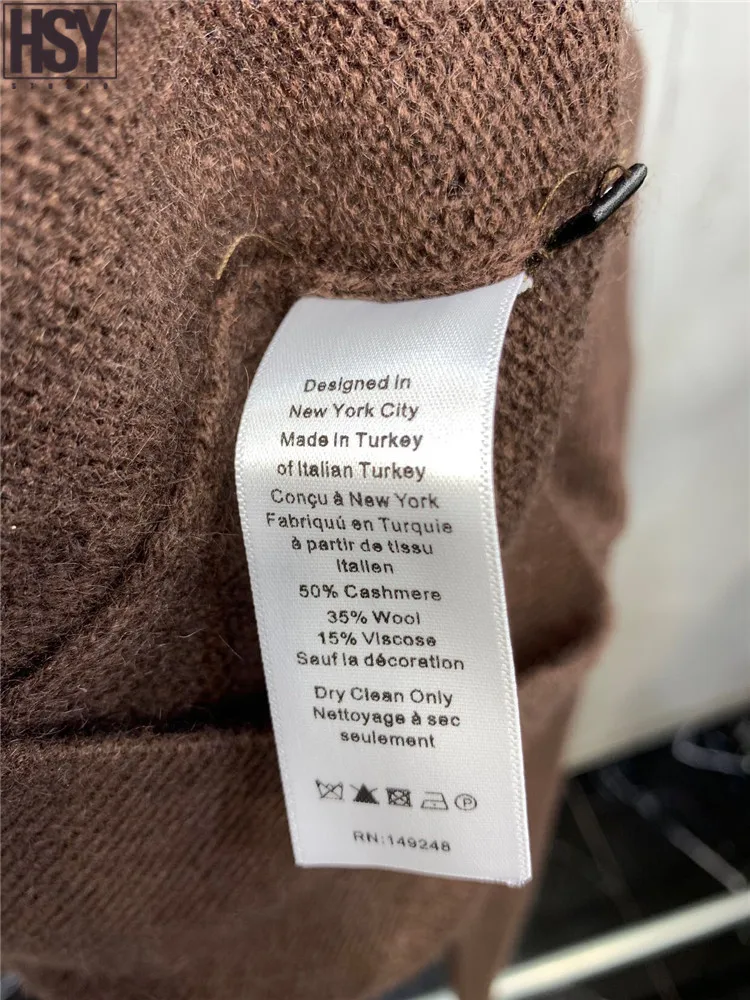 【HSY】2019 Осень Зима Новый женский длинный рукав круглый вырез свободный