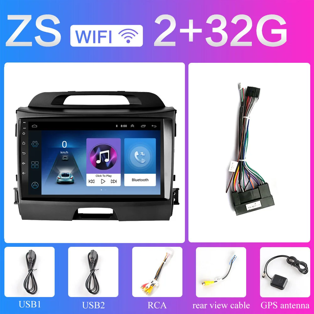 2din 2.5D HD Android 8,1 автомобильный DVD мультимедийный плеер для KIA Sportage 3 4 2010 2011 2012 2013 автомобильный Радио GPS навигация - Цвет: ZS 2G Sportage 3