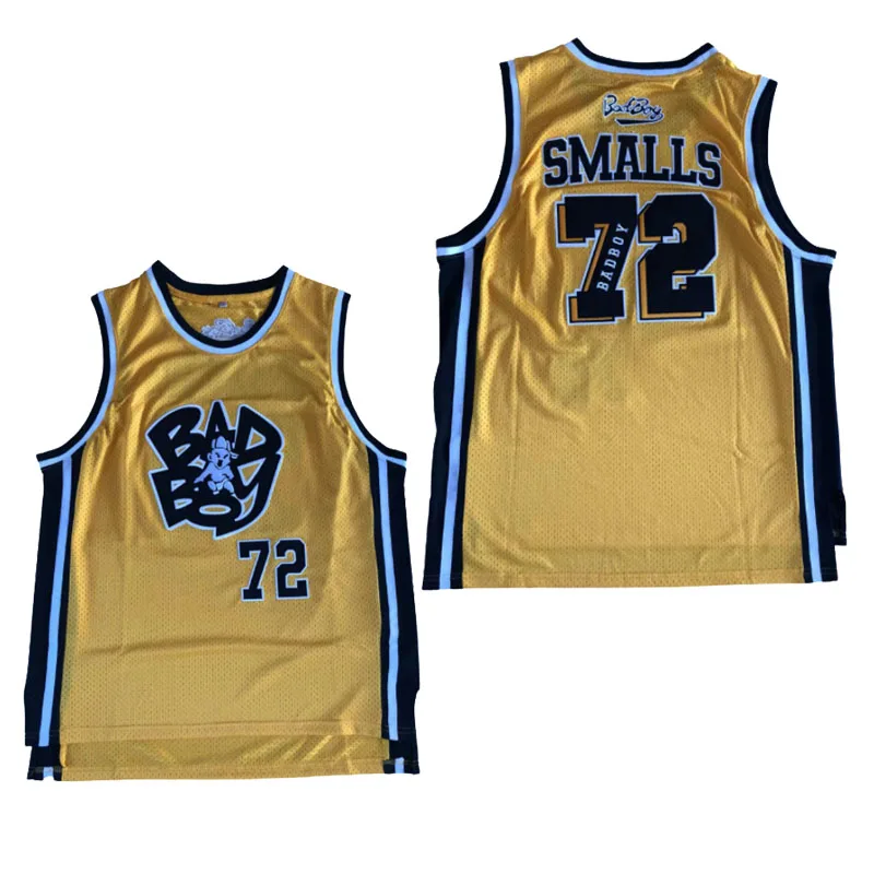 

BG basketball jerseys Badboy 72 SMALLS jersey Embroidery sewing Outdoor sportswear Hip-hop culture movie yellow summer