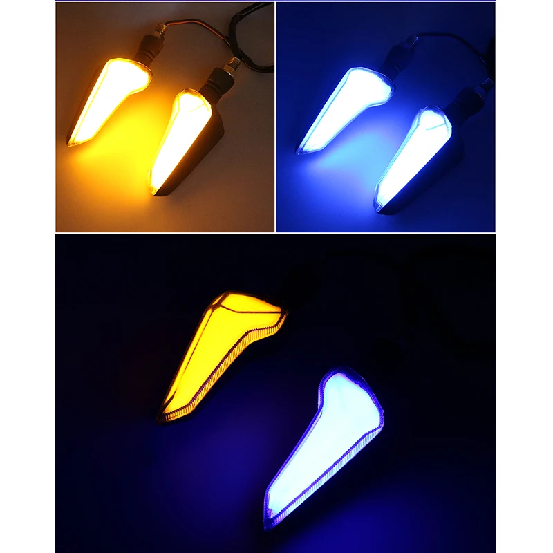 Motorcycle Stop Turn Signals Lights Waterproof LED Direction Lamp sickle reaping hook shape Car Bulbs Blue Yellow Auto lamp 12V |