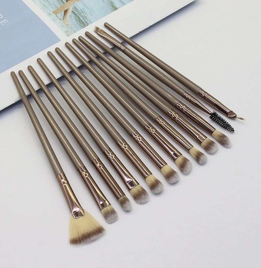 

12 PCS Makeup Brushes Set Eye Shadow Blending Eyeliner Eyelash Eyebrow Blush Make Up Brush Tools Kit Maquiagem