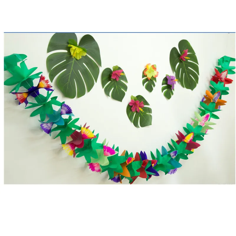 

3M Tissue Flower Garland Tropical Bunting Banner for Hawaiian Luau Birthday Jungle Themed Wedding Christams Navidad Party Decors