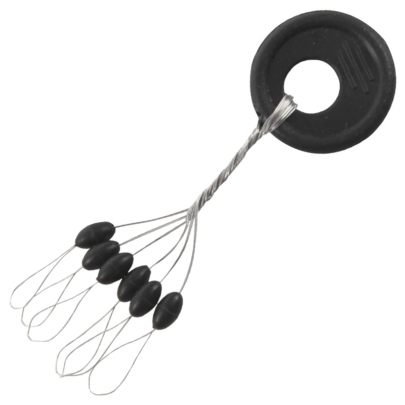 

10 Pcs 6 In 1 Black Rubber Oval Stop Bead Ring Fishing Bobber Stopper