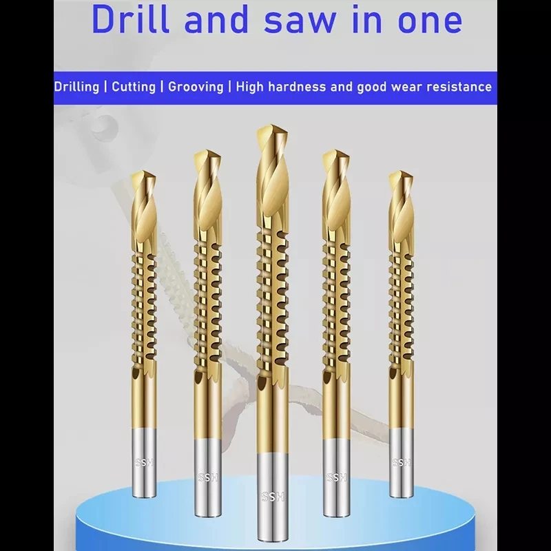 

Multi-function Serrated garland drill multi-function slotted woodworking saw drill all-in-one multi-function drill