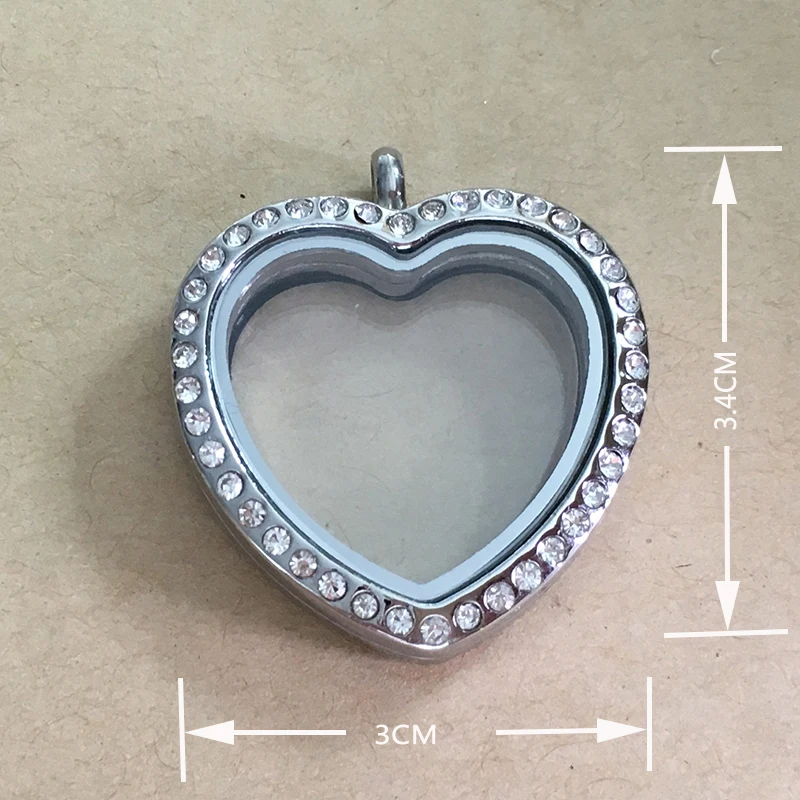 Серебристый черный золотой сердце плавающий медальон кулон из нержавеющей стали