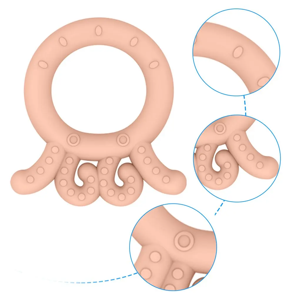 

Octopus Soothing Teether Molar Stick Infant Toys Silicone Materials Chews Soothing Period Food Grade Silicone Molar Sticks