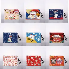 Bolsa de cosméticos con estampado digital de gato de la suerte japonés para mujer, bolsa de almacenamiento de viaje, bolsa de cosméticos