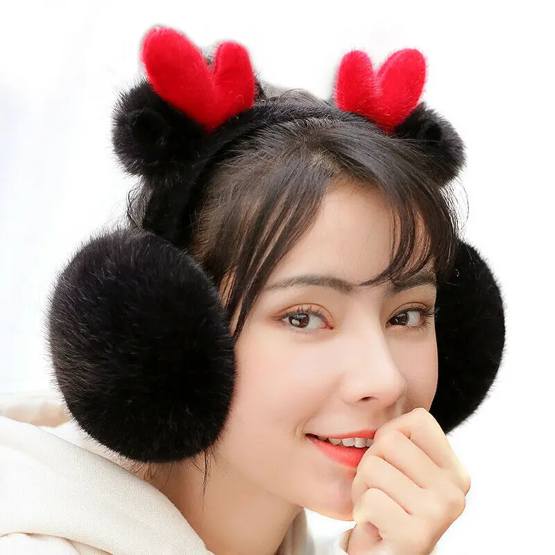 Роскошные женские зимние теплые наушники толстые плюшевые пушистые Новинка |