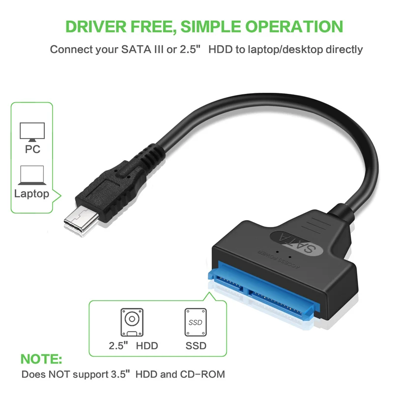 USB 3.1 Type-C SATA кабель-преобразователь штекер на 3 1 ''HDD SSD-накопитель Проводной