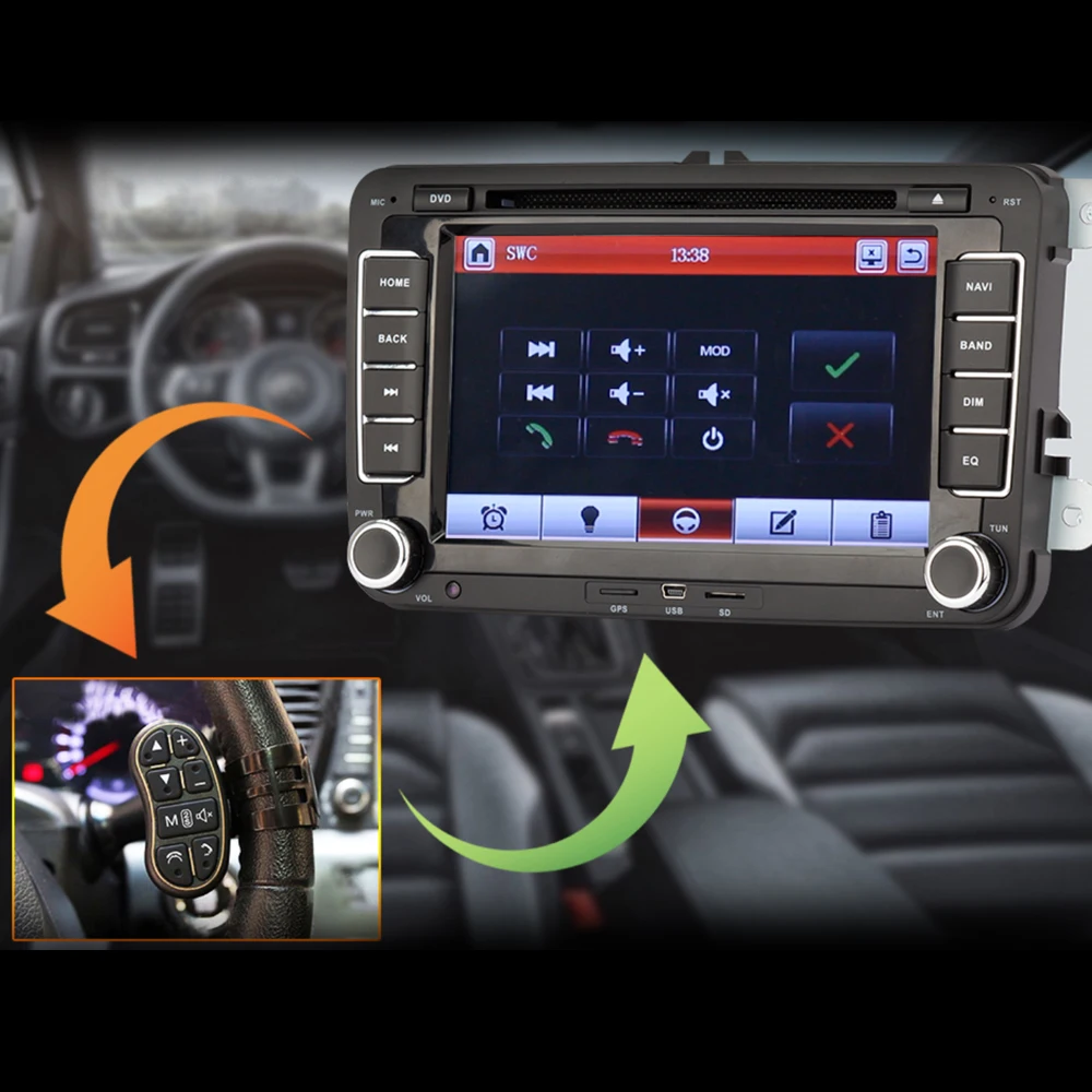 Автомобильный dvd плеер Eunavi 2 Din для VW GOLF POLO JETTA MK5 MK6 PASSAT B6 SKODA TOURAN с 3G USB GPS BT IPOD FM RDS mirror